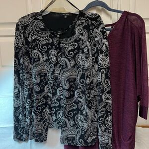 Lane Bryant Black and White Paisley Top